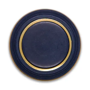 1 3/8" Double Gold Rimmed Deep Sapphire Plastic Button