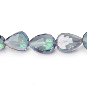 10-12mm Mystic White Topaz Straight Drill Faceted Pears 9 inch 19 Beads