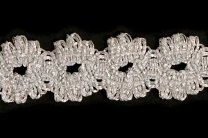 1/2" Metallic Light Silver Crochet Stretch Lace (Made in England)