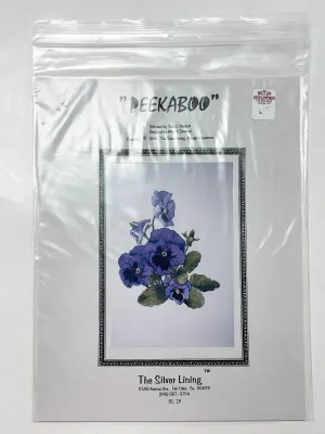 1998 Cross Stitch Pattern - Purple Pansies "Peekaboo"