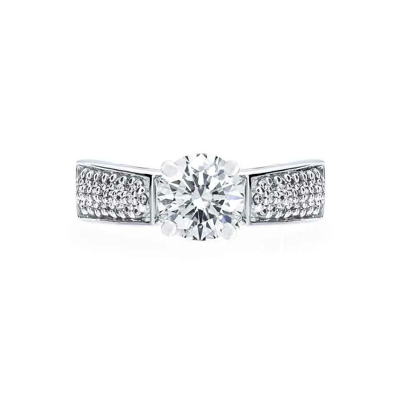 3 Row Graduating Pave Diamond Engagement Ring