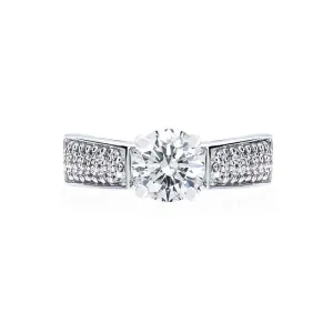 3 Row Graduating Pave Diamond Engagement Ring