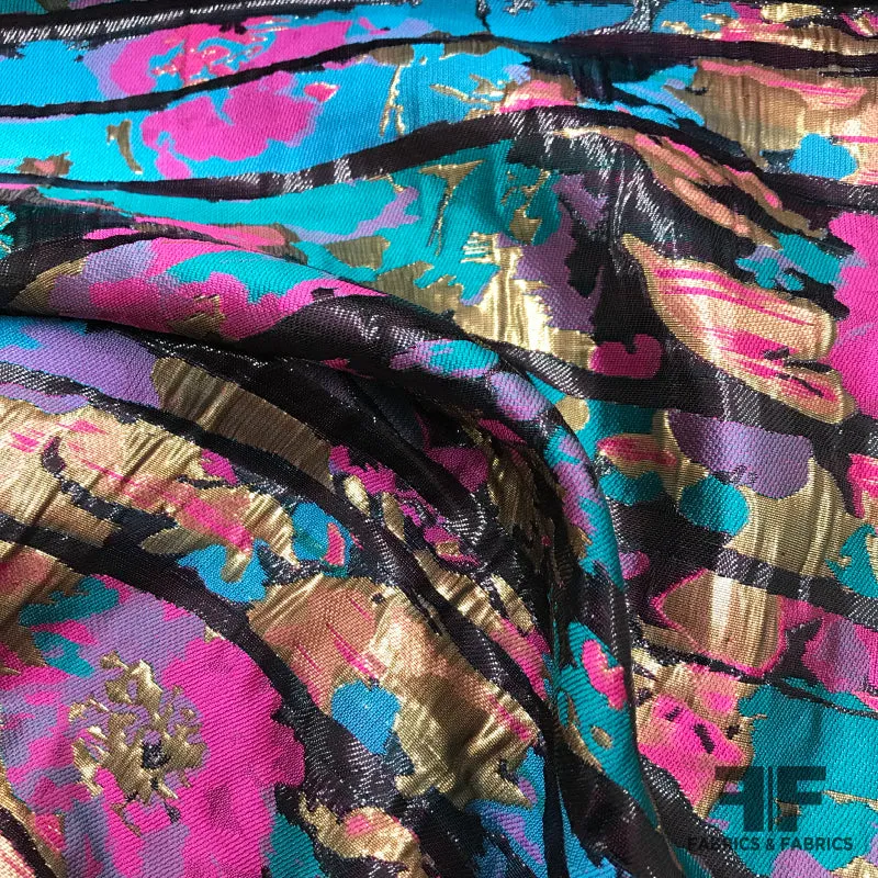 Abstract Floral Metallic Brocade - Multicolor