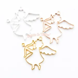 Angel Cupid Bow Open Bezel Metal Charm - 6 pieces