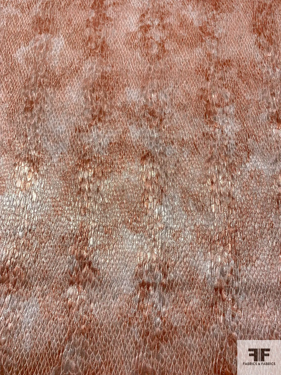 Animal Pattern Textured Metallic Brocade - Light Copper / Silver