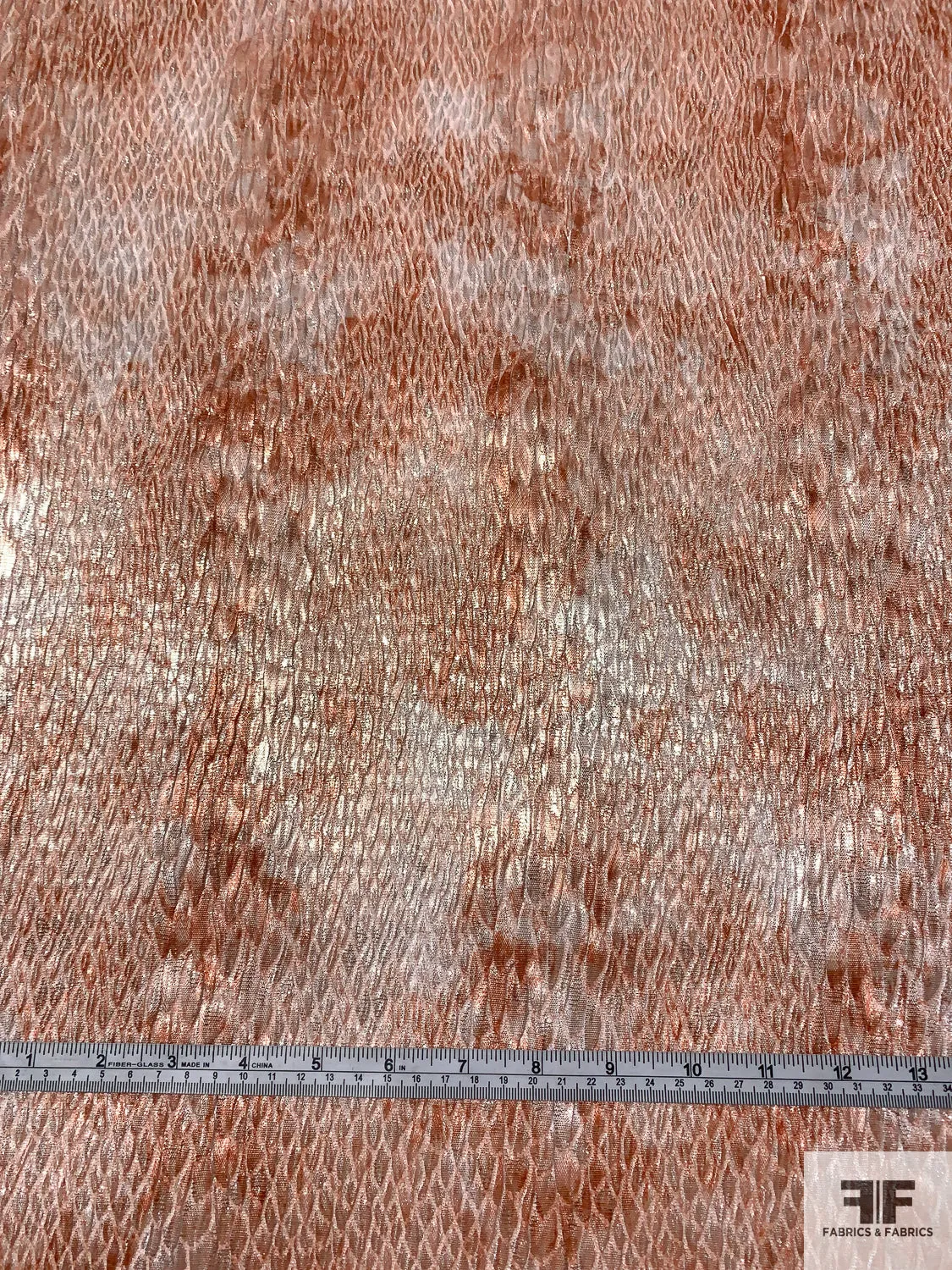 Animal Pattern Textured Metallic Brocade - Light Copper / Silver