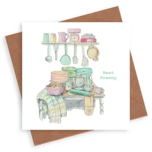 Baking Greeting Card Best Granny