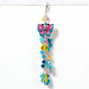 Butterfly Planner Charm with Pink, Turquoise and Yellow Crystals