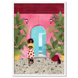 Cat Lady in Cartagena Illustration - Art Print by Maja Tomljanovic