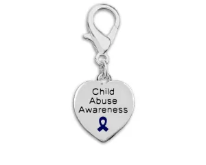 Child Abuse Awareness Heart Hanging Charms