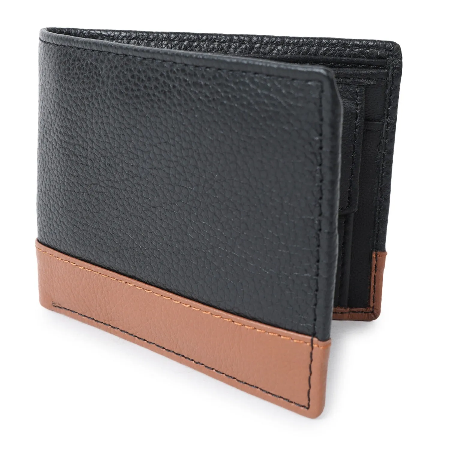 CIMONI Genuine Leather men wallet Black & Tan