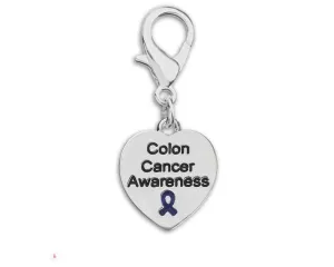 Colon Cancer Awareness Heart Hanging Charms