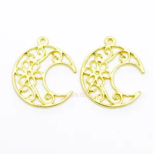 Crescent Moon Filigree Open Bezel Charm (3 pieces)