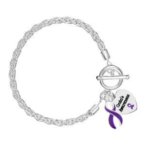 Crohn's Disease Purple Ribbon Rope Bracelets