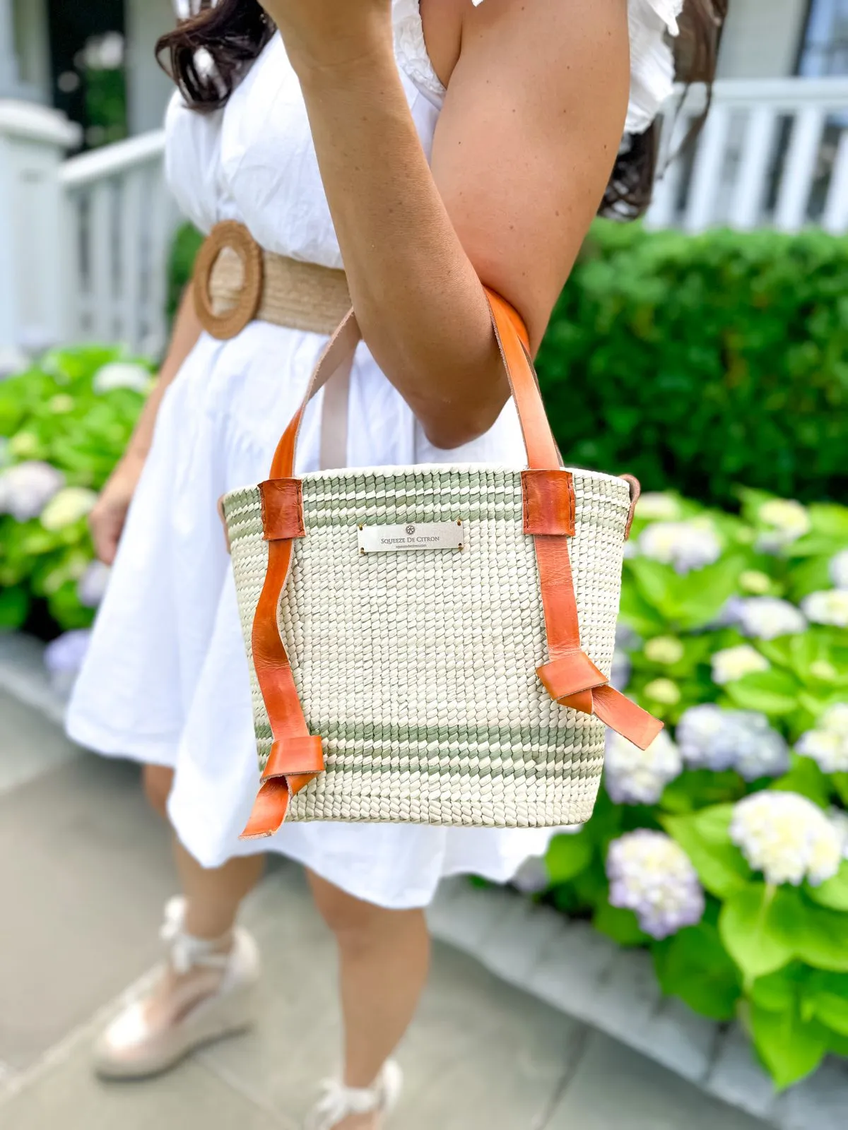 Fine Palm Bell Citron Tote in Sage