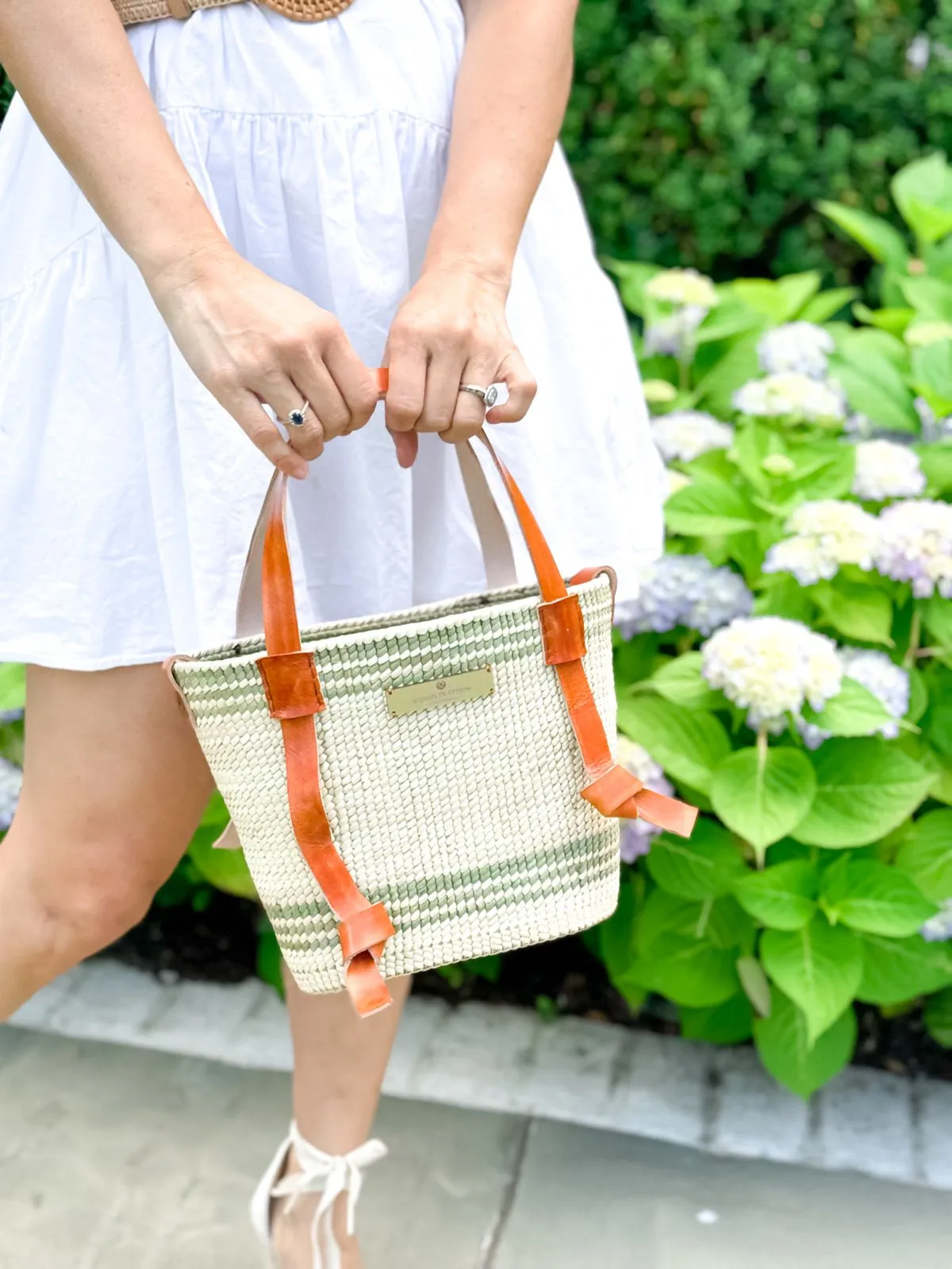 Fine Palm Bell Citron Tote in Sage