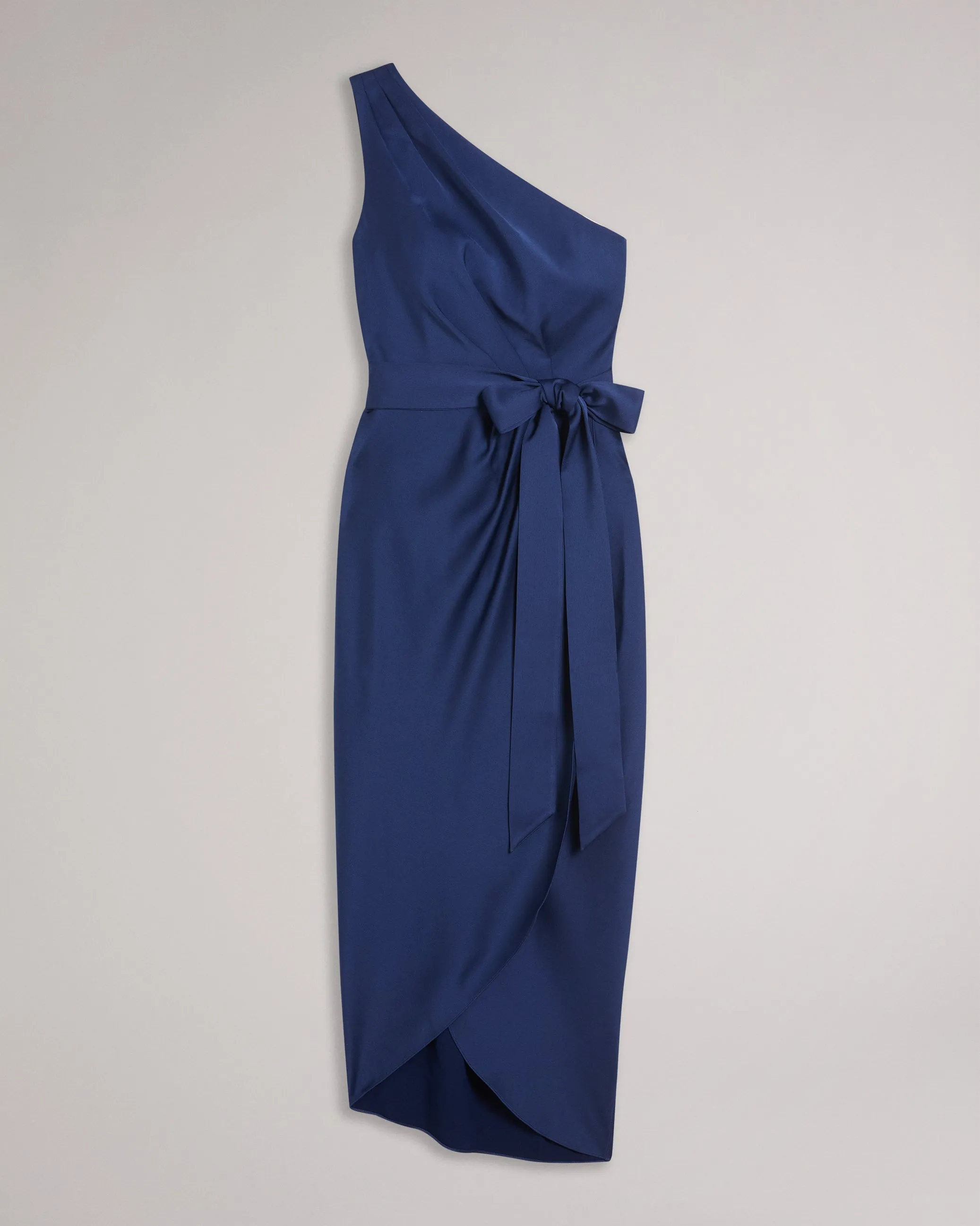 Gabie One Shoulder Drape Midi Dress Dk-Blue