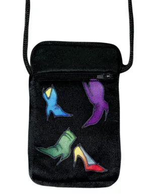 Hand-Painted Silk Cell Phone Mini-Purse - Boots