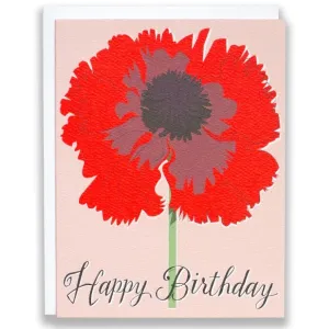 Happy Birthday Single Poppy Card