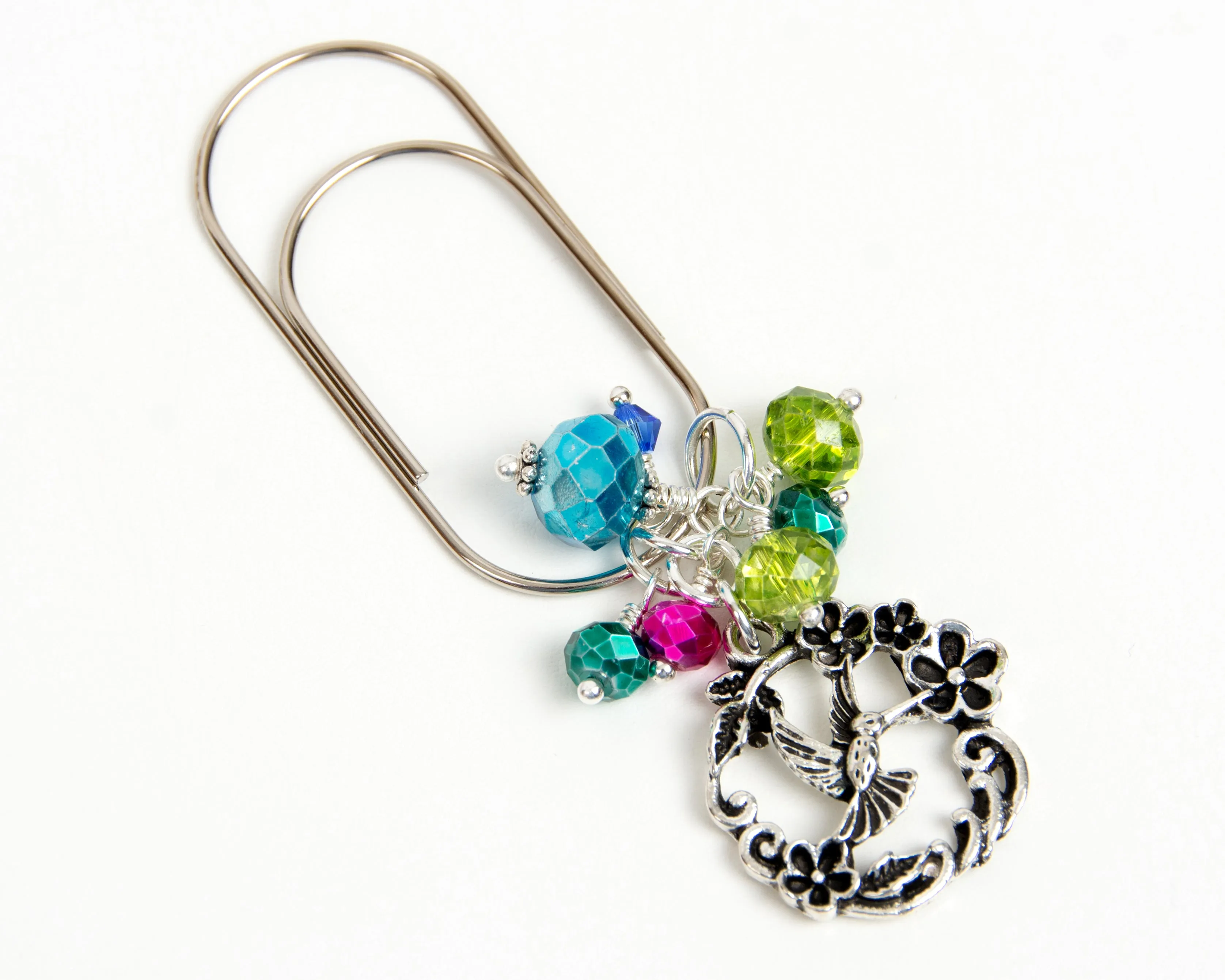 Hummingbird & Flower Dangle Planner Clip or Charm