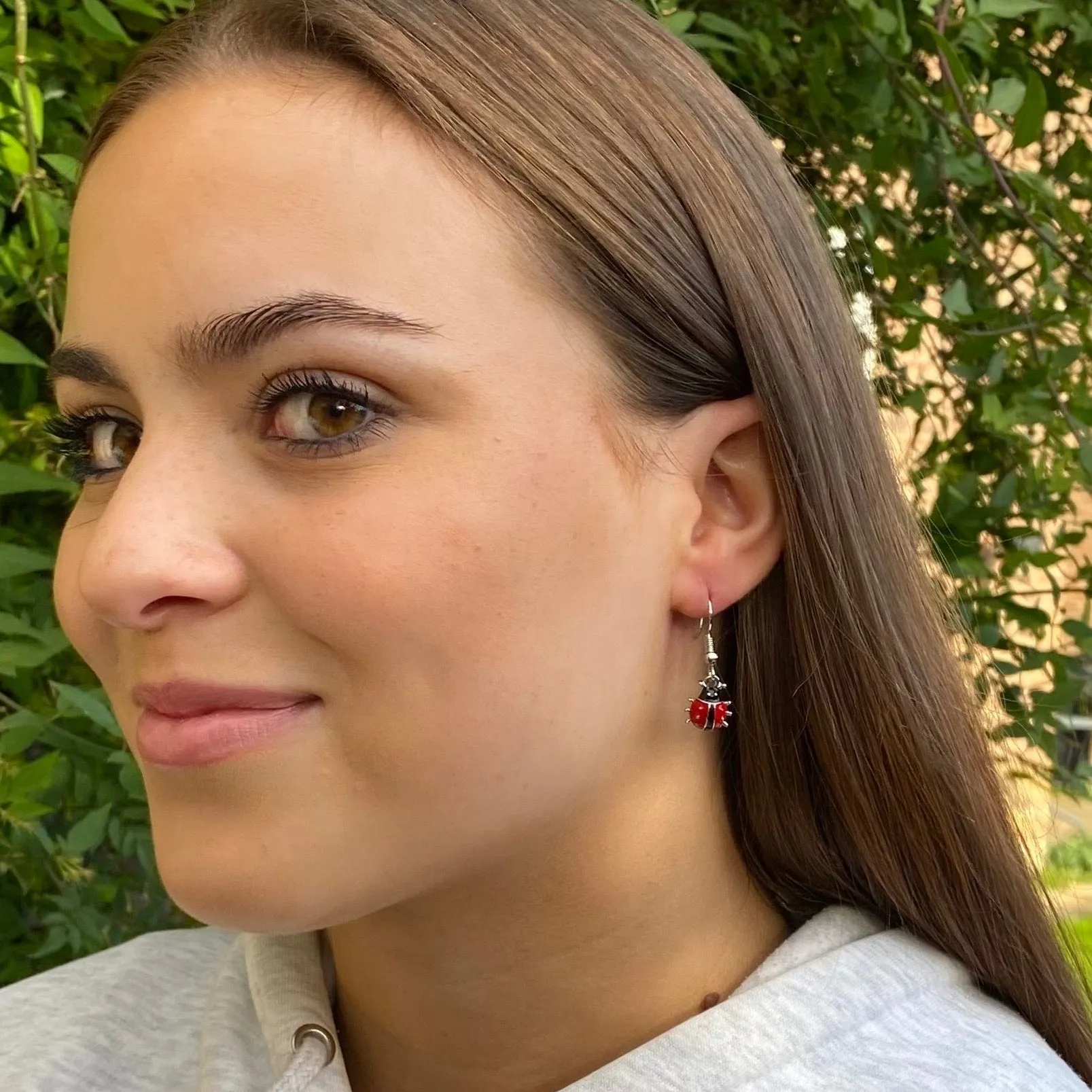 Ladybird Red Enamel Charm Earrings