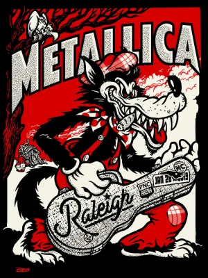 Metallica 2019 Raleigh, NC PNC Arena Poster - Black (As Your Heart) Black Chrome Edition of 30