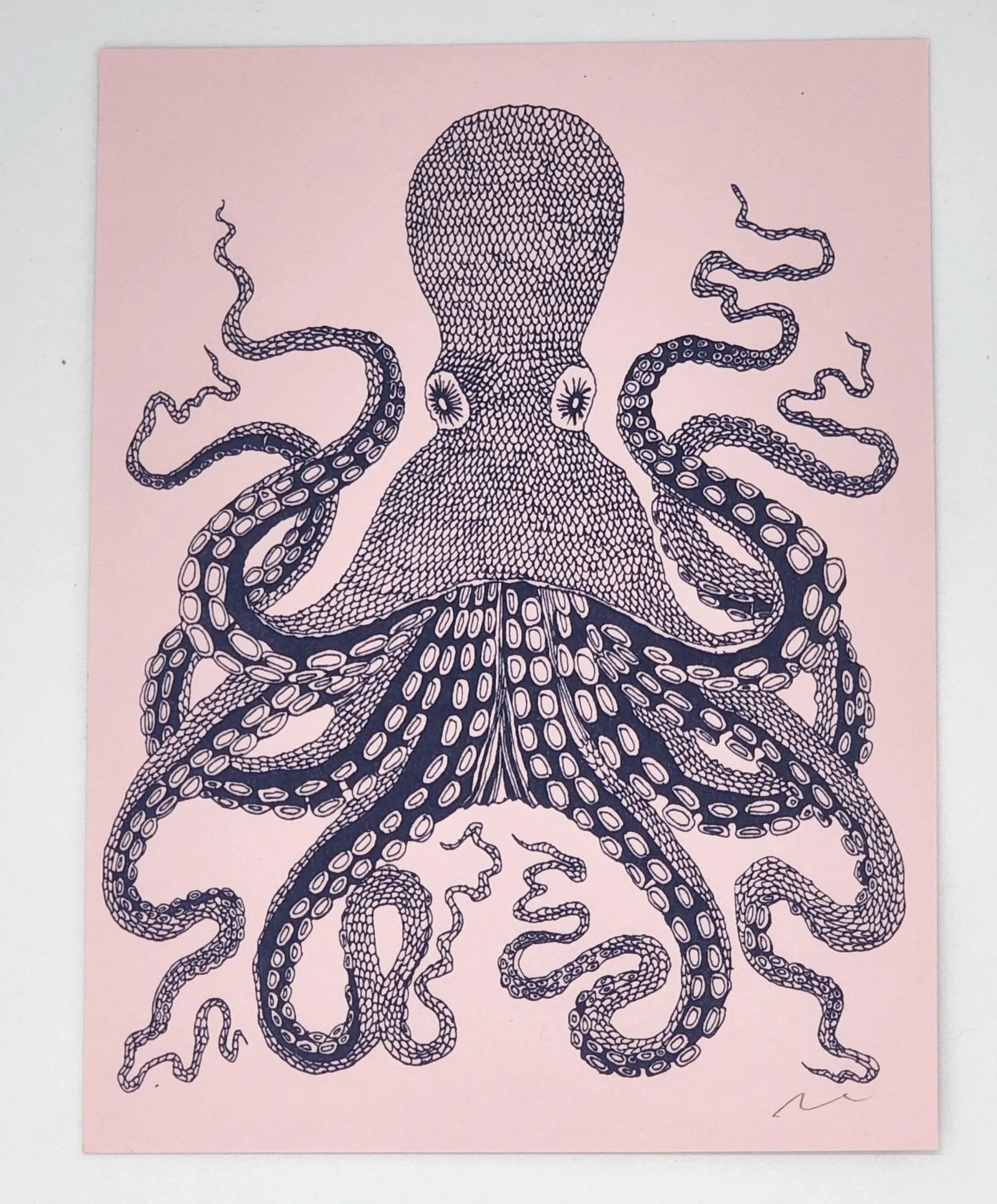 Octopus Pink Silkscreen Print by Nate Duval