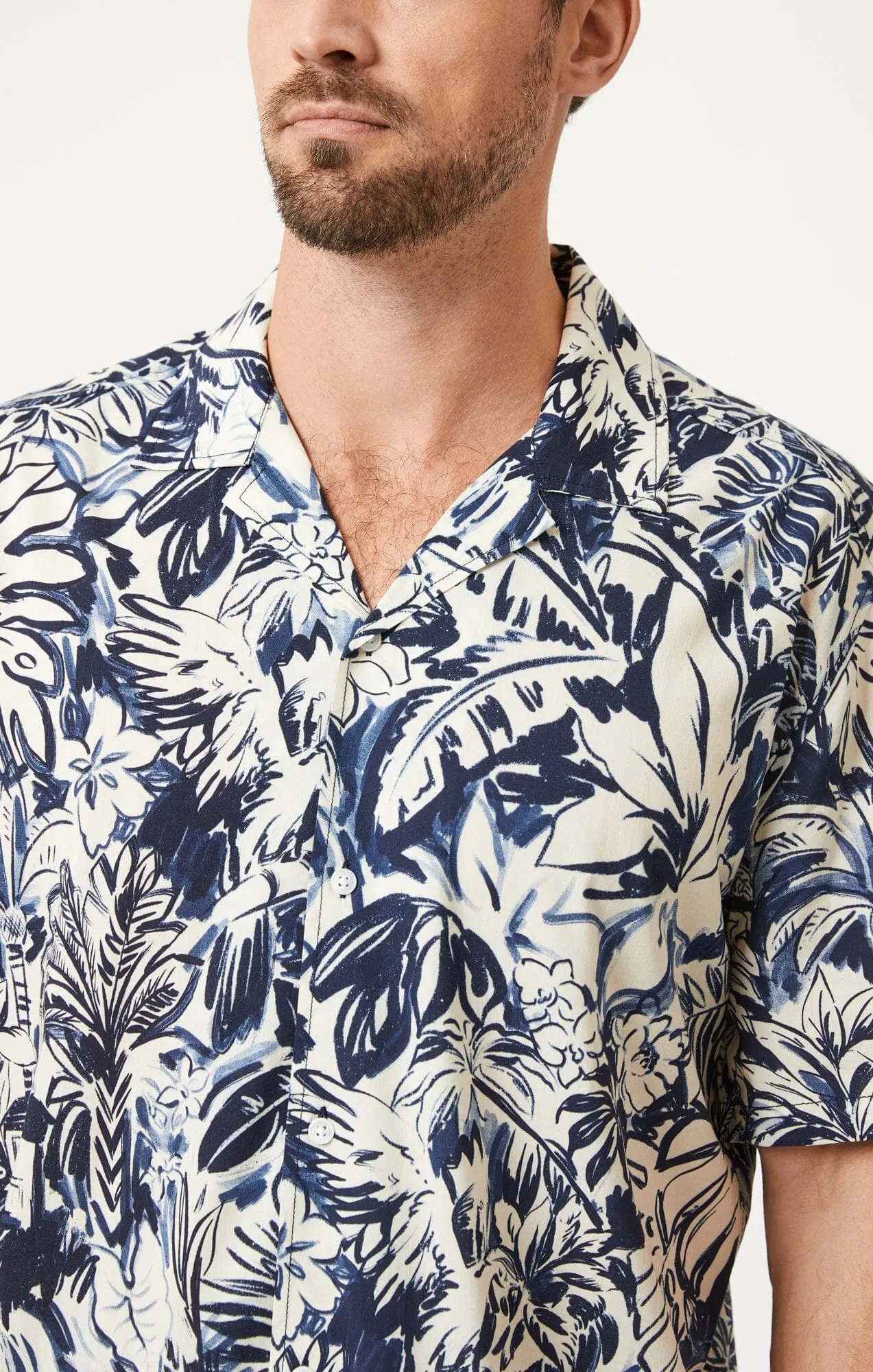 PRINTED SHIRT IN DARK DENIM