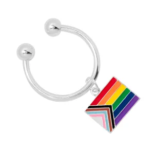 "Progress Pride" Flag by Daniel Quasar Horseshoe Key Chains