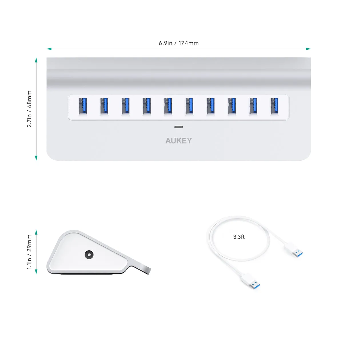 USB 3.0 Ports Aluminum Alloy HUB