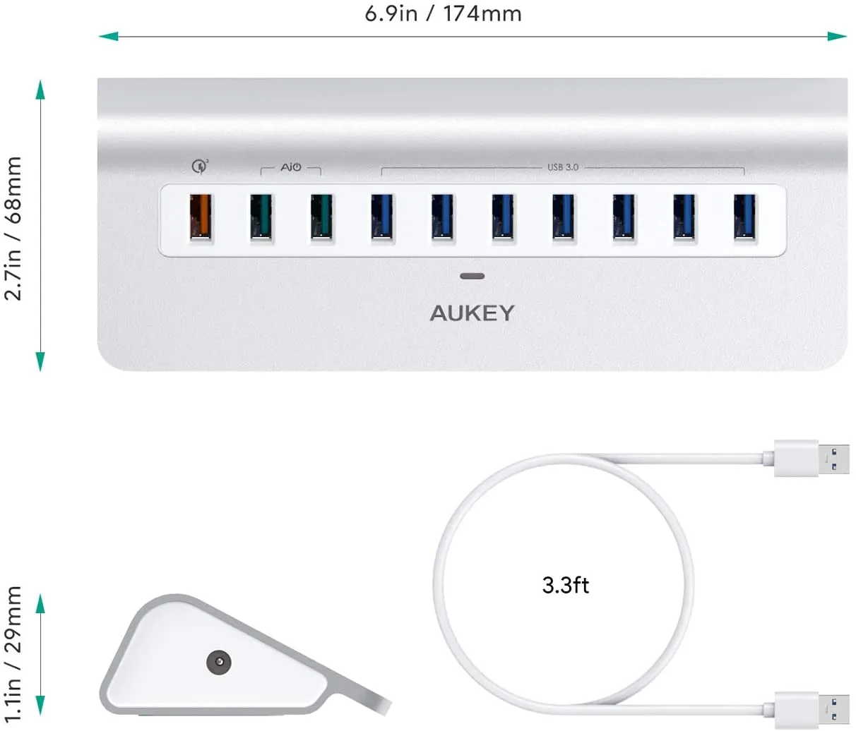 USB 3.0 Ports Aluminum Alloy HUB