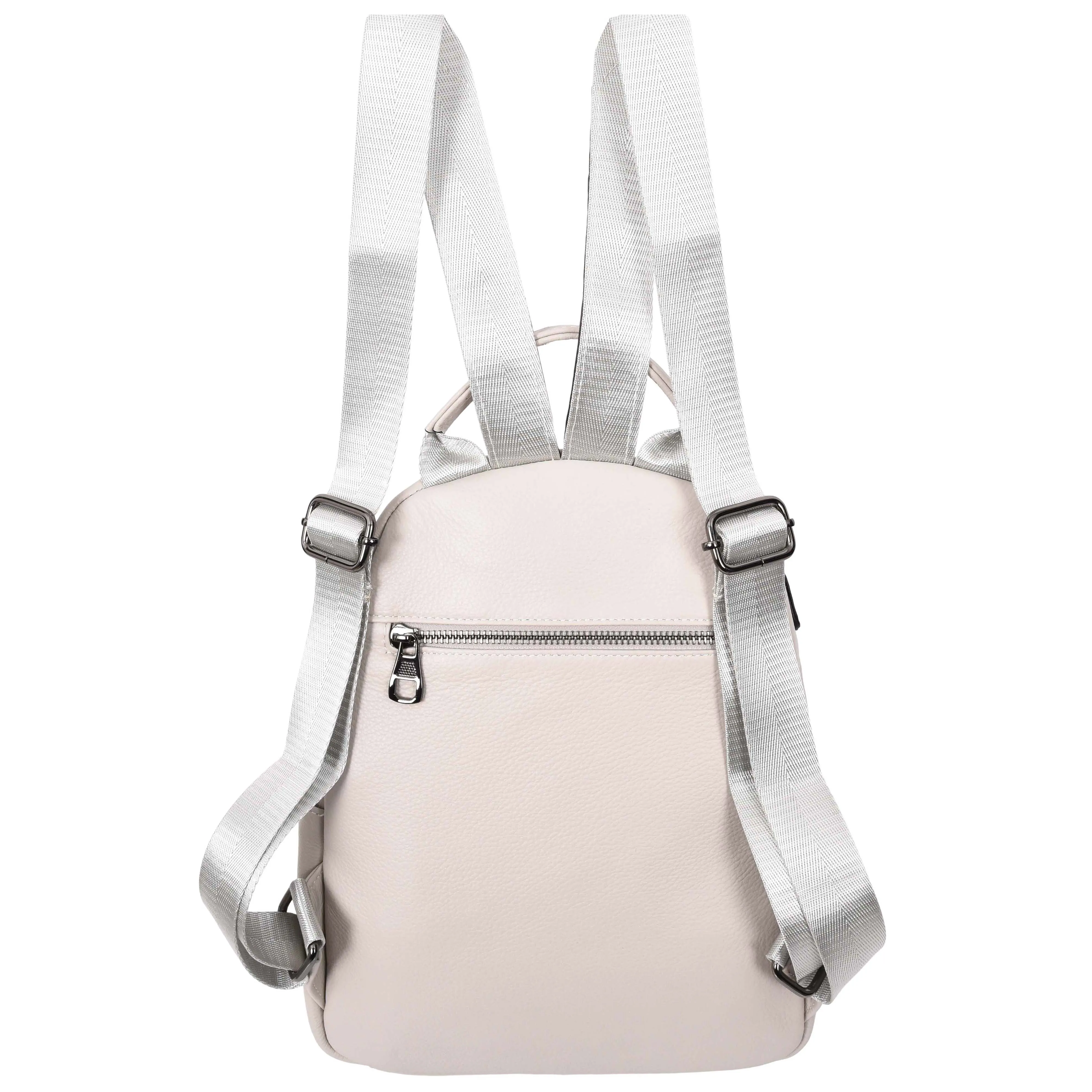 Womens Real Leather Backpack Multi-Zip Pockets Shoulder Bag Rucksack A665 Off White