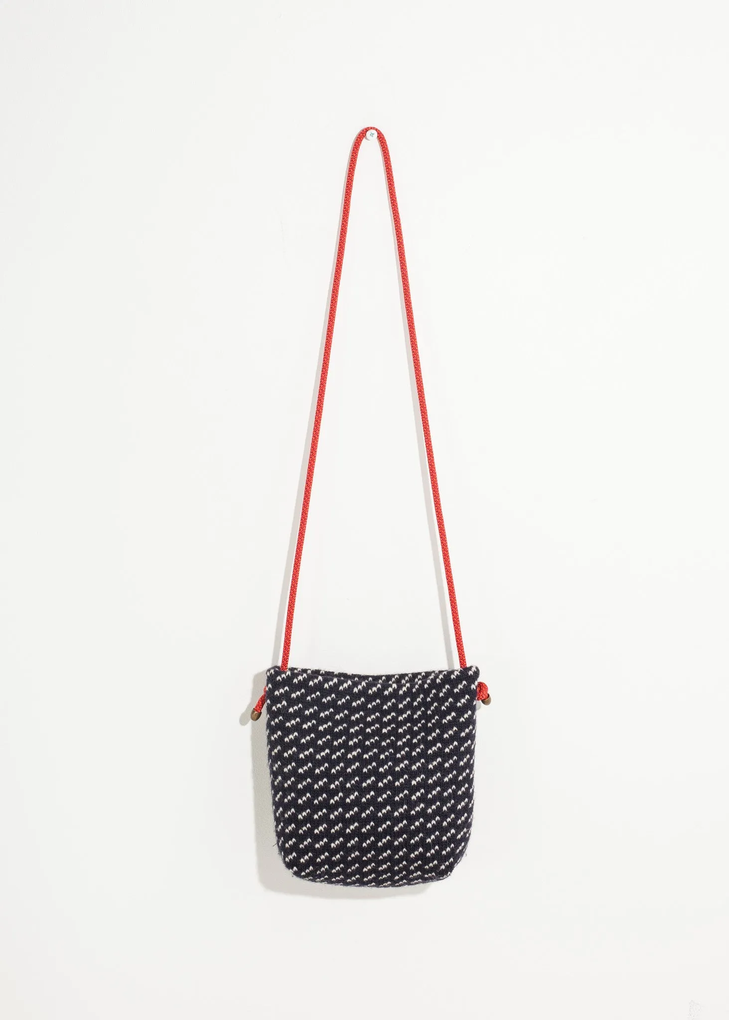 Wool Shoulder Pouch in Black/White -UEB